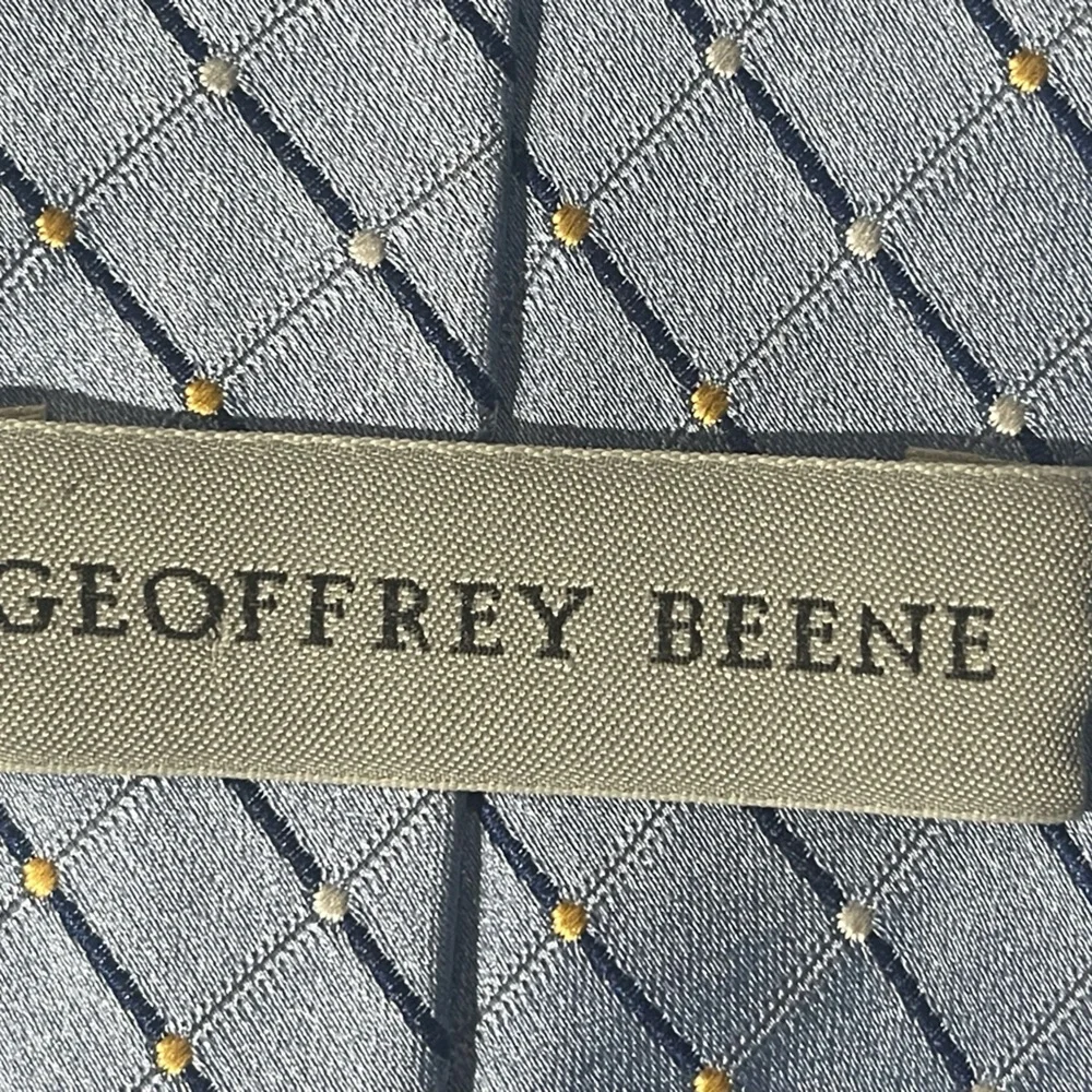 Geoffrey Beene Silk Tie - Blue Yellow Grid Pattern - Business Formal